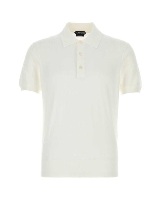 Tom Ford White Solid Shirt Collar Polo for men