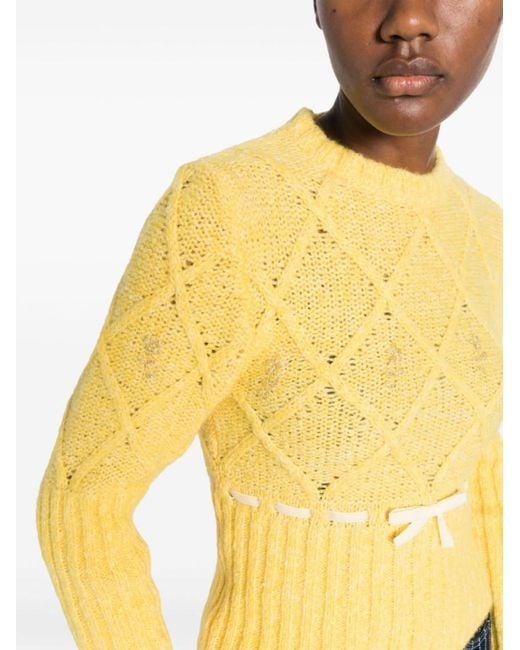Cormio Yellow Interwoven-Design Sweater