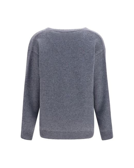 Valentino Blue Solid V Neck Sweater
