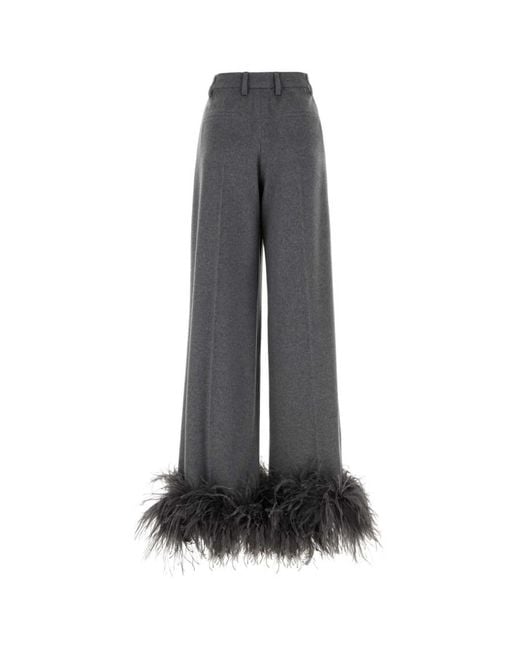 Prada Wide Leg Pant in Gray | Lyst