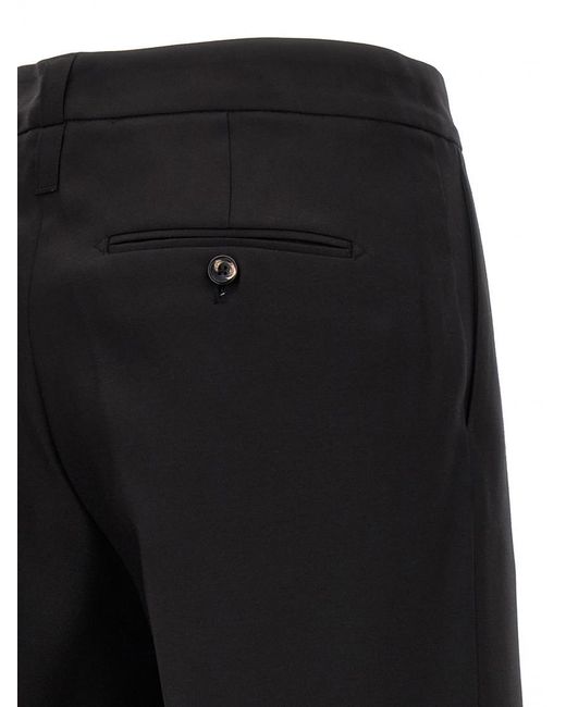 Cellar Door Black Wool-Silk Straight-Leg Pants