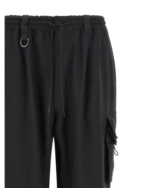 Y-3 Black Polyester Cargo Pants for men