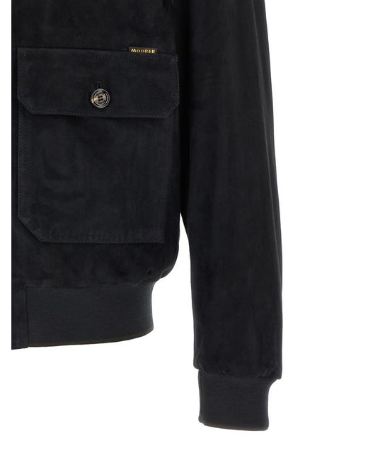 Moorer Blue Solid Mandarin Collar Jacket for men