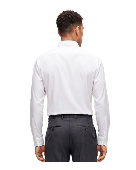 Boss White Regular Solid Shirts for men