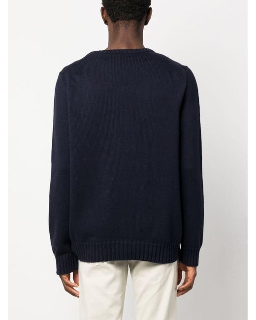 Ralph Lauren Blue Crewneck Sweater With American Flag Graphic for men