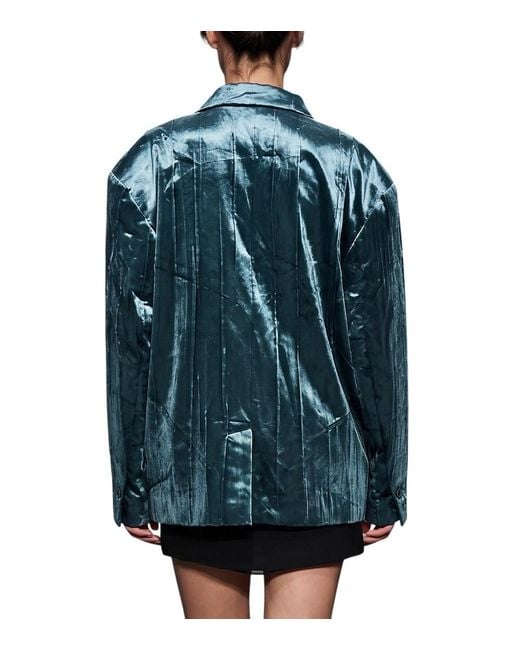 DSquared² Green Solid Notched Lapel Blazer
