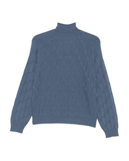 Emporio Armani Blue Clear High Neck Sweater