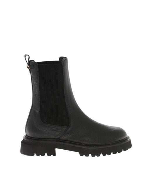 Ferragamo Black Textured Boots