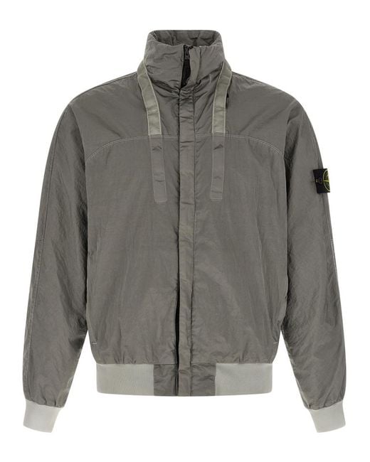 Stone Island Gray Solid Logo Jacket for men