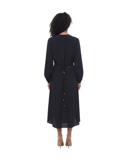 Stella McCartney Blue Solid V Neck Midi Dress