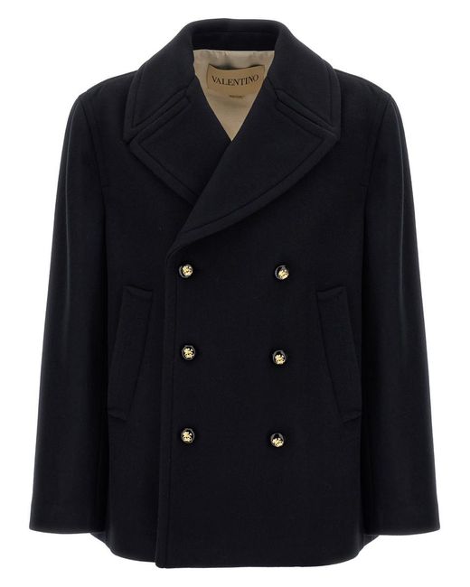 Valentino Garavani Black Wool Coat for men