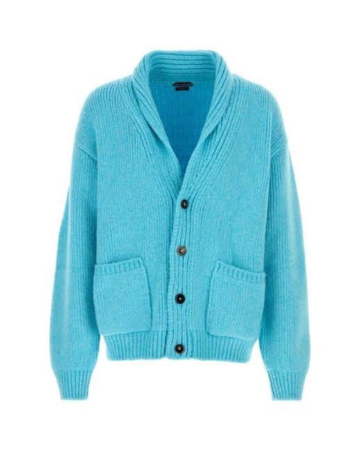 Tom Ford Blue Shawl Collar Wool Cardigan for men