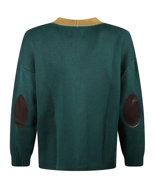 Champion Green Wool Color-Block Cardigan for men