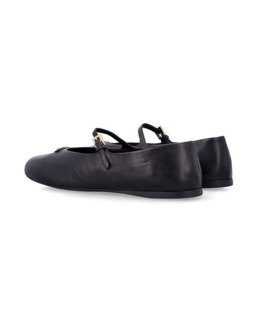 Prada Blue Logo Ballet Flats