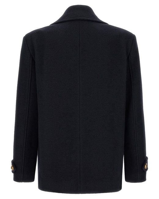 Balmain Blue Pea Coat for men