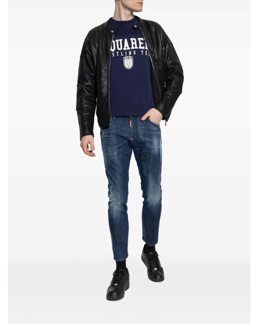 DSquared² Blue Logo Print Sweater for men