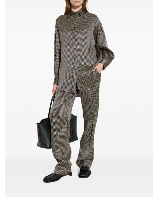 Tom Ford Gray Polka Dot Relaxed Fit Silk Shirt