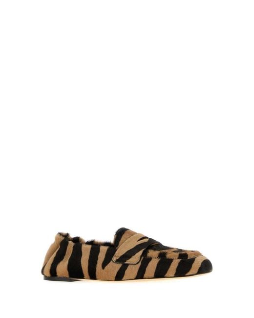 Stuart Weitzman White Printed Loafers