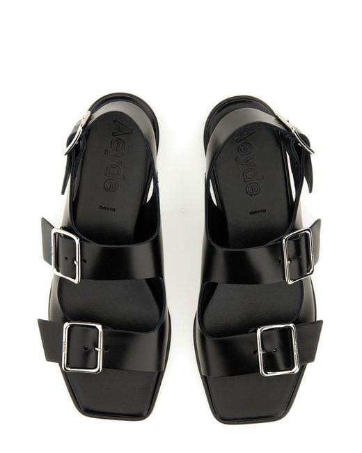 Aeyde Black Solid Sandals
