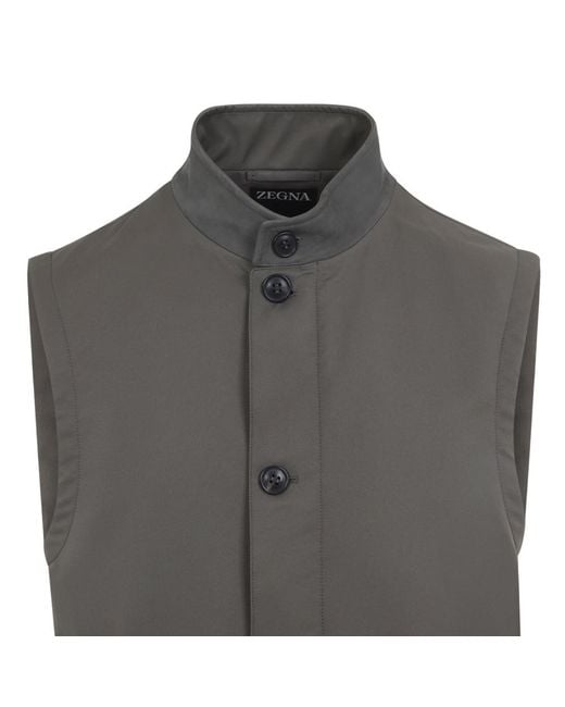 Zegna Gray Solid Sleeveless Jacket for men