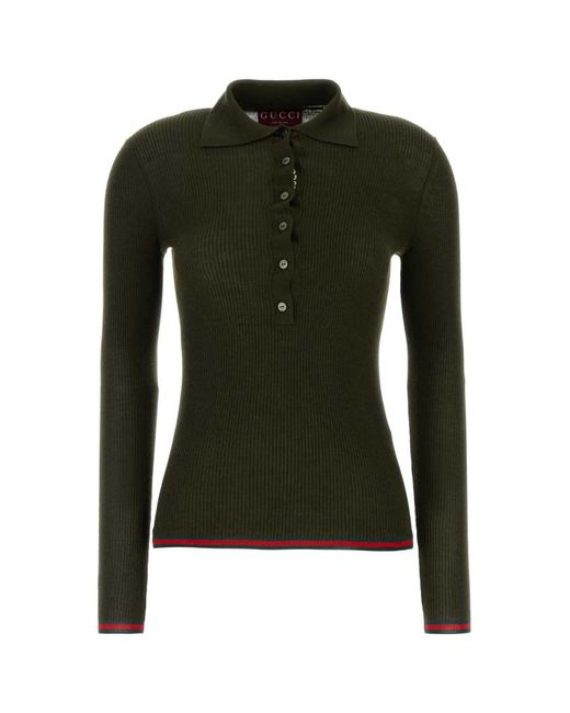 Gucci Green Wool Polo Sweater