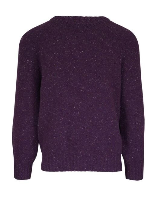 Brunello Cucinelli Purple Crewneck Textured Sweater for men