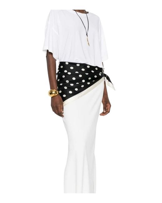 Norma Kamali White Solid Round Neck T-Shirt