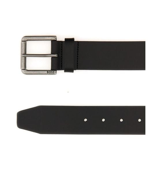 Boss Black Solid Buckle Belt for men