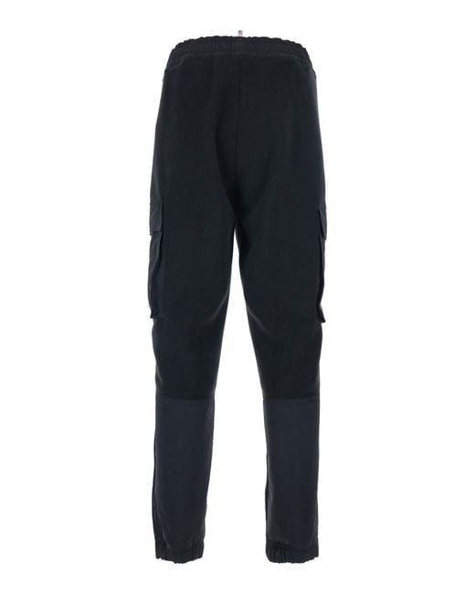 Moncler Blue Pants With Side Logo Patch And Tech Fabric Inserts for men