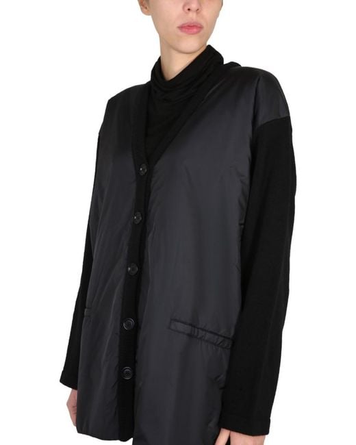 Aspesi Black Solid V Neck Jacket