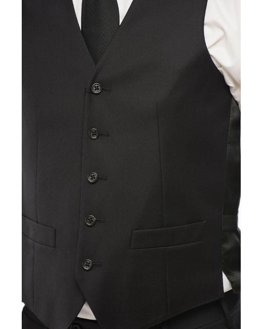 Corneliani Black Button Front Waistcoat for men