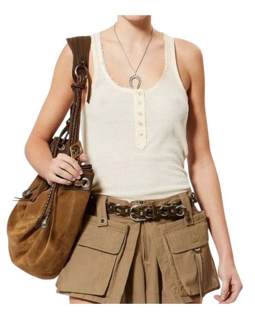 Isabel Marant Natural Solid Scoop Neck Top