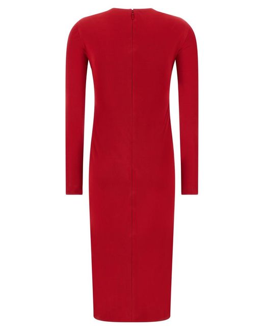 Versace Red Dress With Decorative Draping
