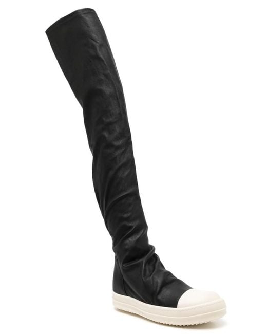 Rick Owens Black Solid High Stocking Sneaks Boots