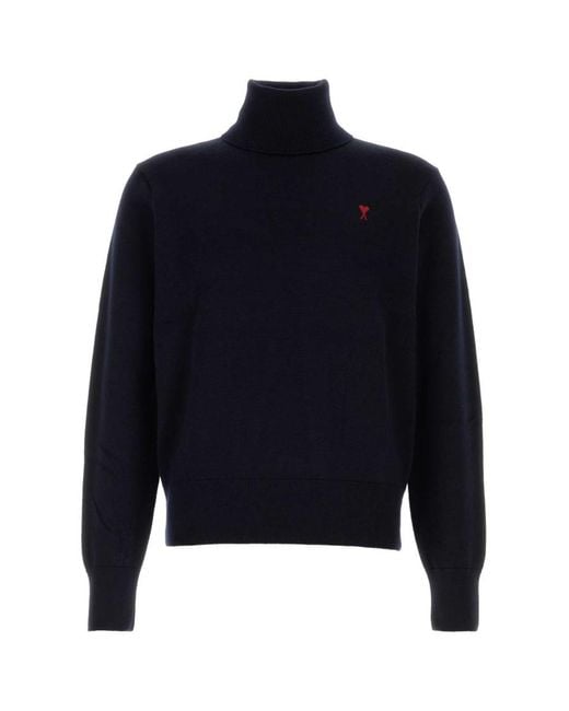 AMI Blue Ami Midnight Wool Sweater for men
