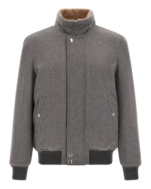 Brunello Cucinelli Gray Solid Wool Jacket for men