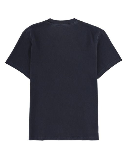 Fay Blue Solid Crew Neck T-Shirt for men