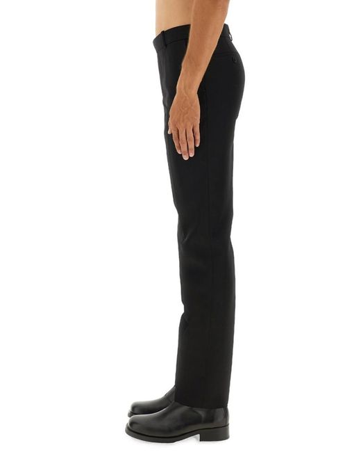 McQueen Black Flat Front Pants for men