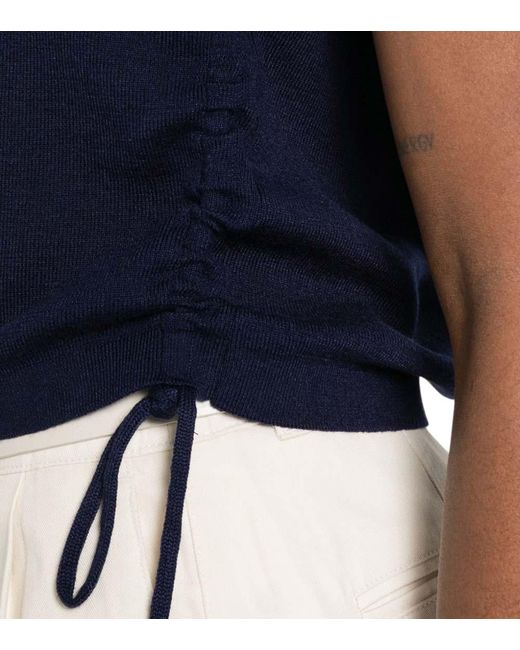 DUNST Blue Solid Round Neck Top