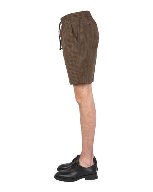 Universal Works Gray Checks Shorts for men