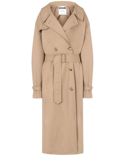 Moschino Natural Double-Breasted Button Fastening Long Coat