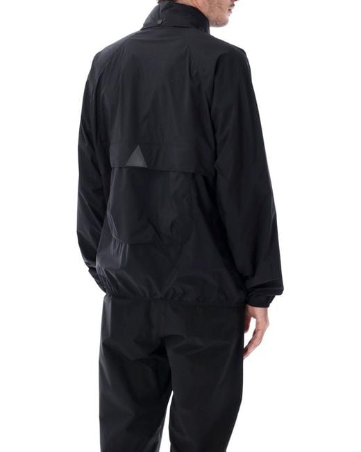Moncler Blue Solid Mock Collar Jacket for men