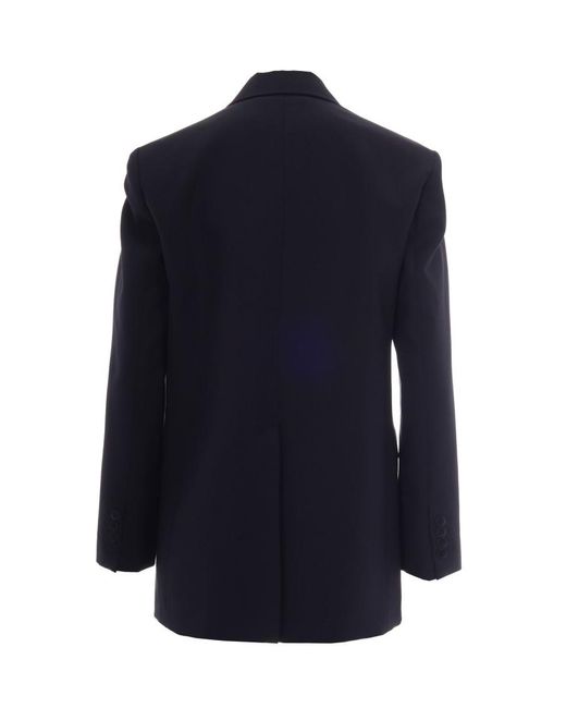 Max Mara Blue Solid Notched Lapel Blazer