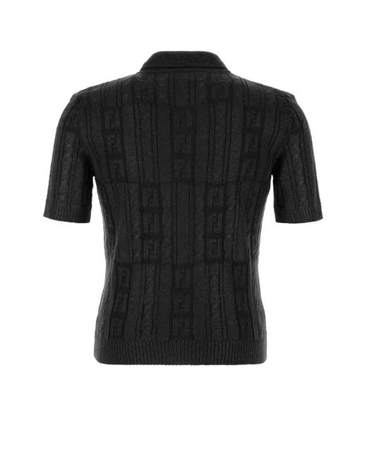 Fendi Black Wool Polo for men