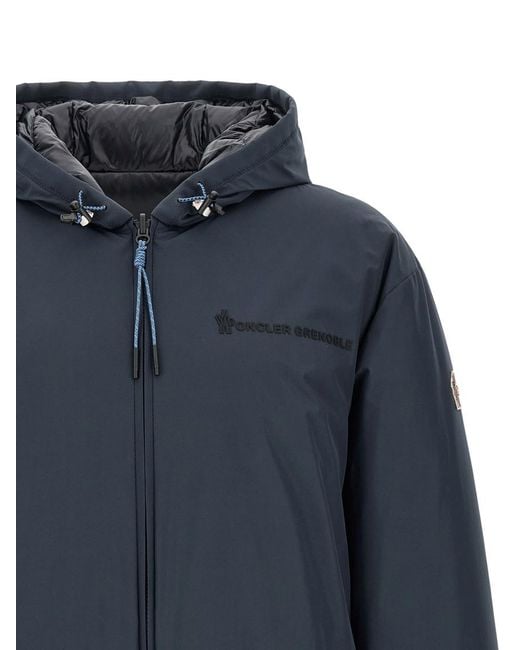 Moncler Blue Solid Hood Jacket for men