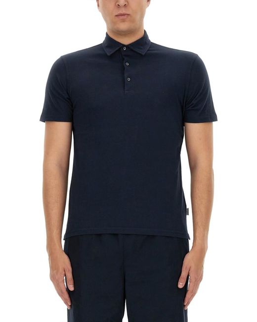 Aspesi Blue Solid Polo for men
