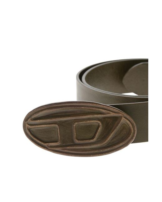 DIESEL Brown Solid Logo Belt for men