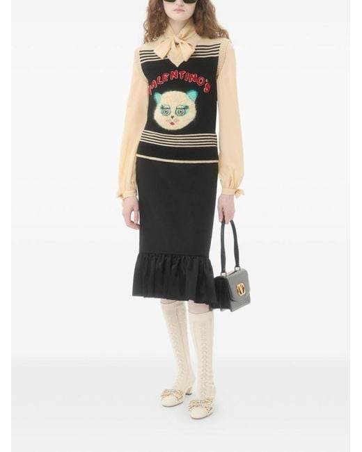 Valentino Garavani Black Le Chat De La Maison Wool Vest