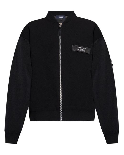 Comme des Garçons Black Bomber Jacket With Logo Patch for men
