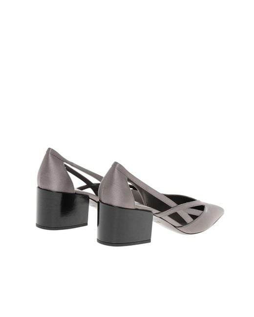 Prada Gray Logo Pumps